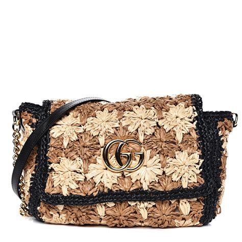 gucci's gg marmont raffia bags in beige and black|gg marmont handbags.